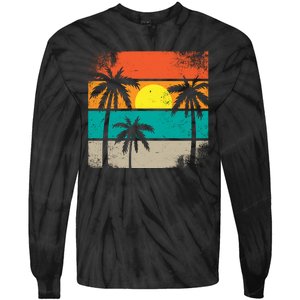 Summer Retro Palm Trees Tropical Tie-Dye Long Sleeve Shirt