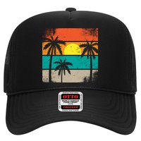 Summer Retro Palm Trees Tropical Hat