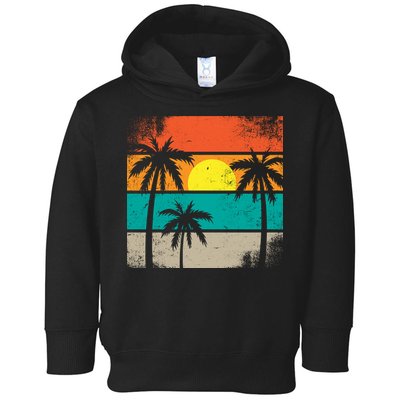 Summer Retro Palm Trees Tropical Toddler Hoodie