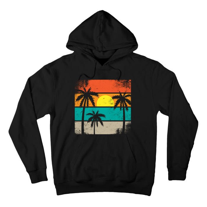 Summer Retro Palm Trees Tropical Tall Hoodie