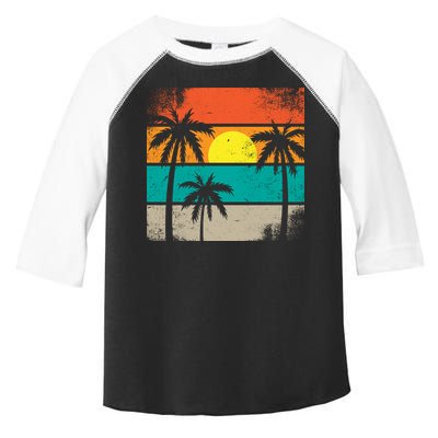 Summer Retro Palm Trees Tropical Toddler Fine Jersey T-Shirt