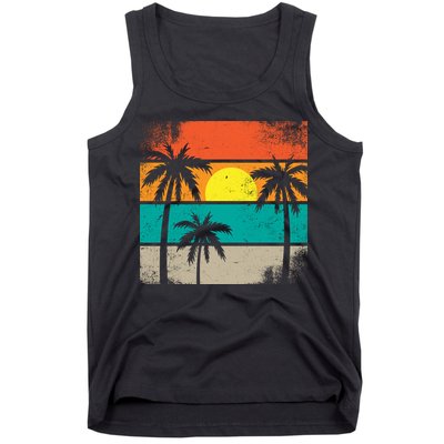 Summer Retro Palm Trees Tropical Tank Top