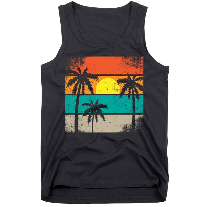 Summer Retro Palm Trees Tropical Tank Top