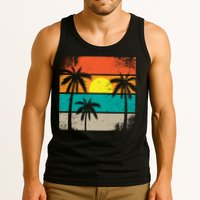Summer Retro Palm Trees Tropical Tank Top