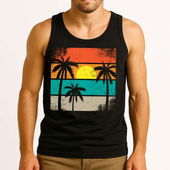 Summer Retro Palm Trees Tropical Tank Top