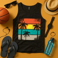 Summer Retro Palm Trees Tropical Tank Top