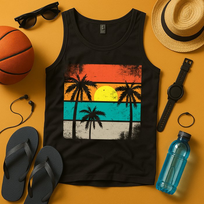 Summer Retro Palm Trees Tropical Tank Top