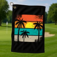 Summer Retro Palm Trees Tropical Golf Towel