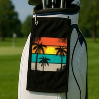 Summer Retro Palm Trees Tropical Golf Towel