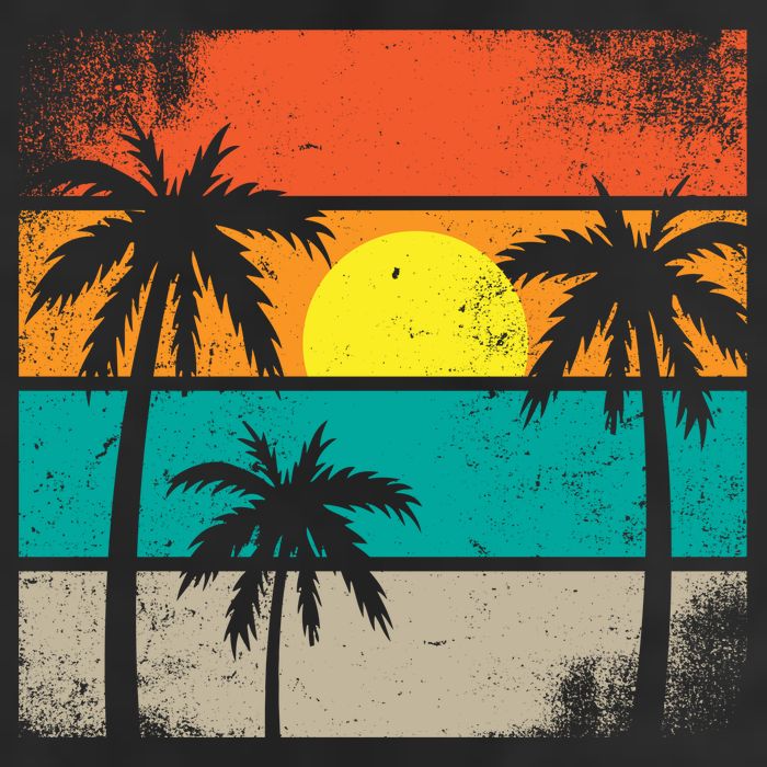 Summer Retro Palm Trees Tropical Golf Towel
