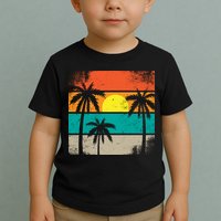 Summer Retro Palm Trees Tropical Toddler T-Shirt