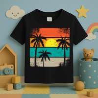 Summer Retro Palm Trees Tropical Toddler T-Shirt