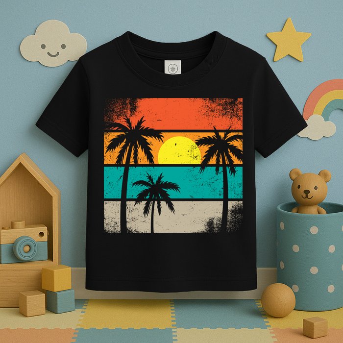 Summer Retro Palm Trees Tropical Toddler T-Shirt