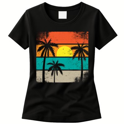 Summer Retro Palm Trees Tropical Womens T-Shirt