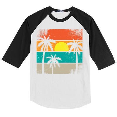 Summer Retro Palm Trees Tropical Kids Colorblock Raglan Jersey