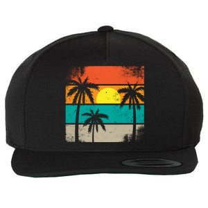 Summer Retro Palm Trees Tropical Wool Snapback Cap