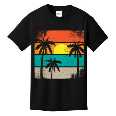 Summer Retro Palm Trees Tropical Kids T-Shirt