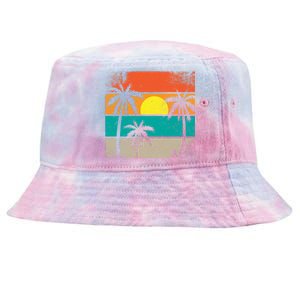 Summer Retro Palm Trees Tropical Tie-Dyed Bucket Hat