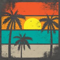 Summer Retro Palm Trees Tropical Vector Backpack