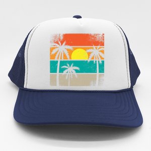 Summer Retro Palm Trees Tropical Trucker Hat