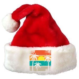 Summer Retro Palm Trees Tropical Premium Christmas Santa Hat