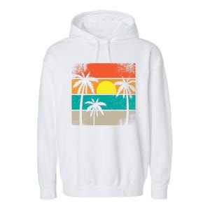 Summer Retro Palm Trees Tropical Garment-Dyed Fleece Hoodie