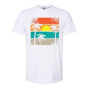 Summer Retro Palm Trees Tropical Softstyle CVC T-Shirt