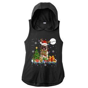 Santa Reindeer Pug Christmas Tree Lights Dog Lover Owner Gift Ladies PosiCharge Tri-Blend Wicking Draft Hoodie Tank