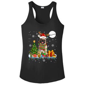 Santa Reindeer Pug Christmas Tree Lights Dog Lover Owner Gift Ladies PosiCharge Competitor Racerback Tank