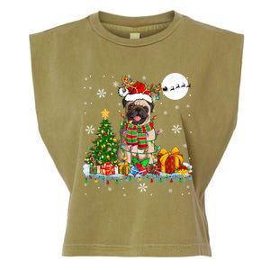 Santa Reindeer Pug Christmas Tree Lights Dog Lover Owner Gift Garment-Dyed Women's Muscle Tee