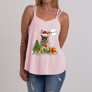 Santa Reindeer Pug Christmas Tree Lights Dog Lover Owner Gift Women's Strappy Tank