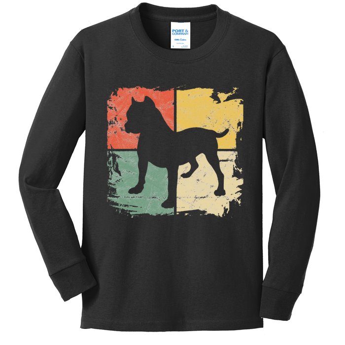 Square Retro Pitbull Owner Gift Dog Lover Pit bull Parents Kids Long Sleeve Shirt