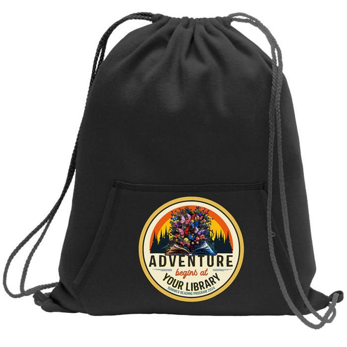 Summer Reading Program 2024 Adventure Begins At Your Library Sweatshirt Cinch Pack Bag