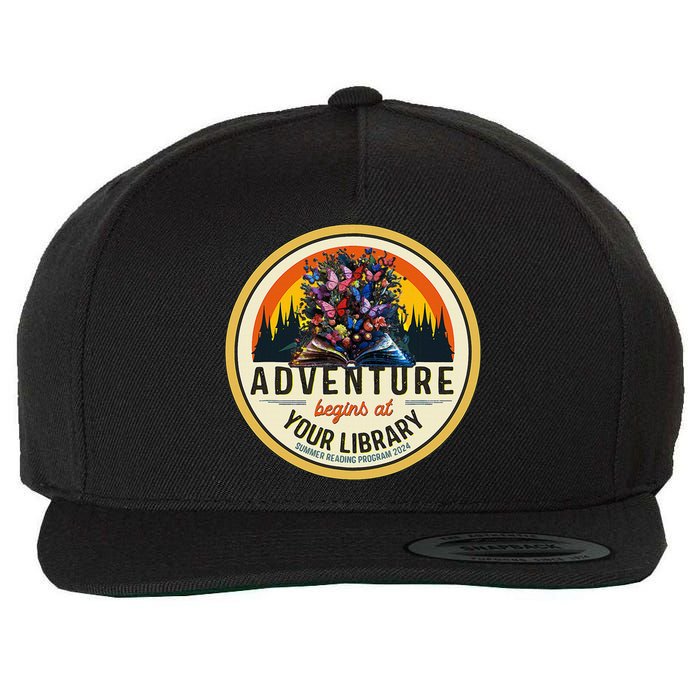 Summer Reading Program 2024 Adventure Begins At Your Library Wool Snapback Cap