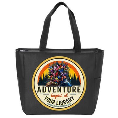 Summer Reading Program 2024 Adventure Begins At Your Library Zip Tote Bag