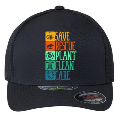 Save Rescue Plant Clean Care Turtle Animal Recycle Earth Day Cute Gift Flexfit Unipanel Trucker Cap