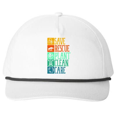 Save Rescue Plant Clean Care Turtle Animal Recycle Earth Day Cute Gift Snapback Five-Panel Rope Hat