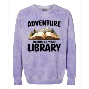 Summer Reading Program 2024 Adventure Begins At Your Library Gift Colorblast Crewneck Sweatshirt