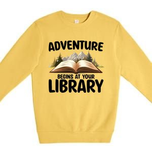 Summer Reading Program 2024 Adventure Begins At Your Library Gift Premium Crewneck Sweatshirt