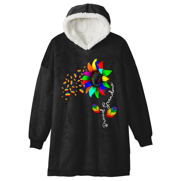 Sunflower Rainbow Proud Grandma Ally Lgbt Pride Hearts Love Hooded Wearable Blanket