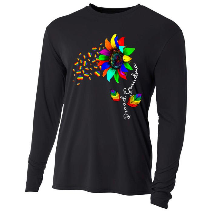 Sunflower Rainbow Proud Grandma Ally Lgbt Pride Hearts Love Cooling Performance Long Sleeve Crew