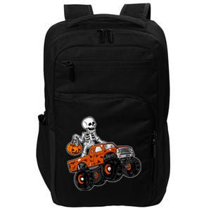 Skeleton Riding Pumpkin Monster Truck Halloween Costume Cool Gift Impact Tech Backpack