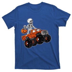 Skeleton Riding Pumpkin Monster Truck Halloween Costume Cool Gift T-Shirt