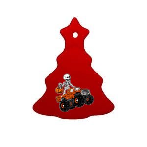 Skeleton Riding Pumpkin Monster Truck Halloween Costume Cool Gift Ceramic Tree Ornament