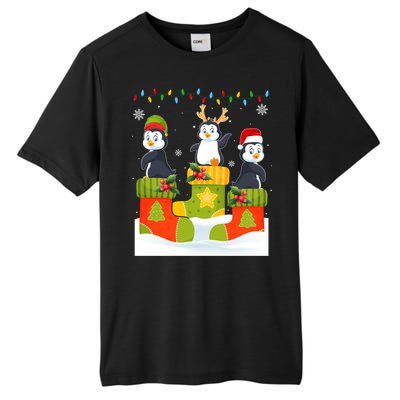 Santa Reindeer Penguin In Christmas Socks Ugly Xmas Meaningful Gift Tall Fusion ChromaSoft Performance T-Shirt