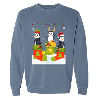 Santa Reindeer Penguin In Christmas Socks Ugly Xmas Meaningful Gift Garment-Dyed Sweatshirt