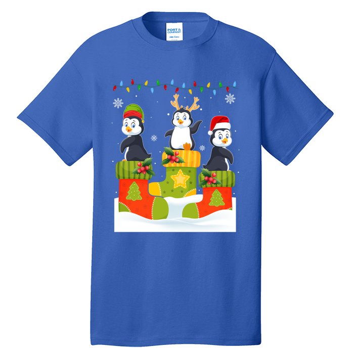 Santa Reindeer Penguin In Christmas Socks Ugly Xmas Meaningful Gift Tall T-Shirt