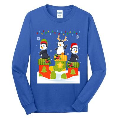 Santa Reindeer Penguin In Christmas Socks Ugly Xmas Meaningful Gift Tall Long Sleeve T-Shirt