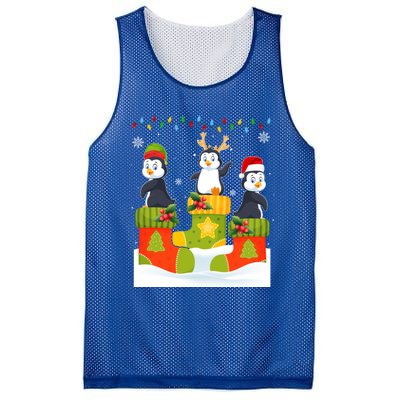 Santa Reindeer Penguin In Christmas Socks Ugly Xmas Meaningful Gift Mesh Reversible Basketball Jersey Tank