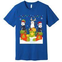 Santa Reindeer Penguin In Christmas Socks Ugly Xmas Meaningful Gift Premium T-Shirt